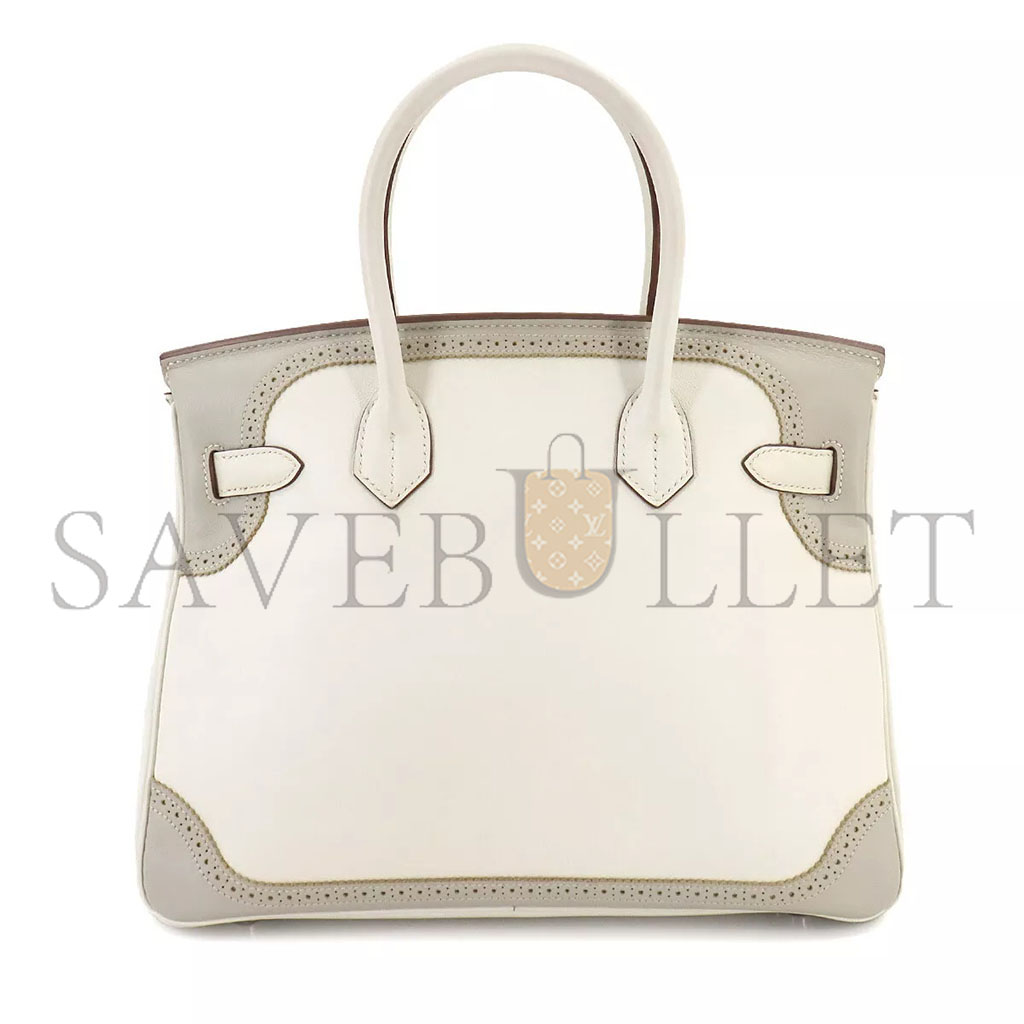HERMÈS BIRKIN 35 SWIFT AND TOGO LACE SERIES DIAMOND GREY AND APRICOT GREY SILVER BUCKLE H082650CK03 (35*28*18cm)